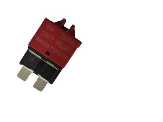 赤く再設置可能な遮断器の刃のヒューズ28VDC 5Aは流れを評価した